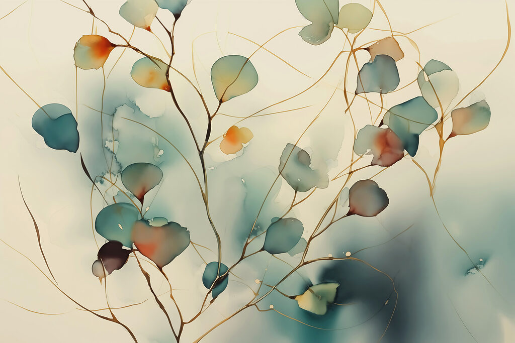 Pintura de uma planta com folhas Pintura de uma planta com folhas