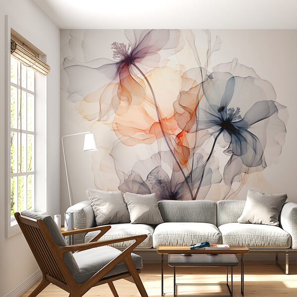 Papel de parede Papel de parede Grupo de flores com cores diferentes (REF: w01781)