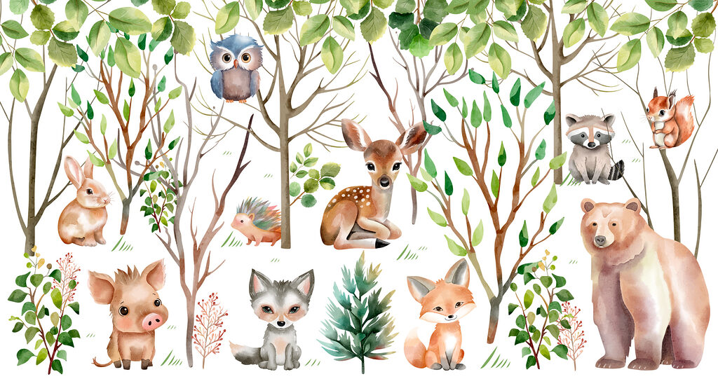 Grupo de animais no bosque Grupo de animais no bosque