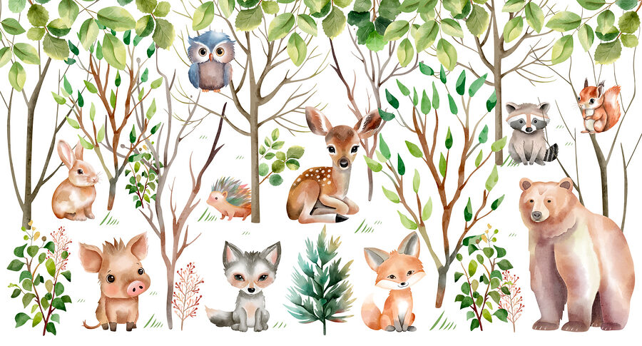 Grupo de animais no bosque