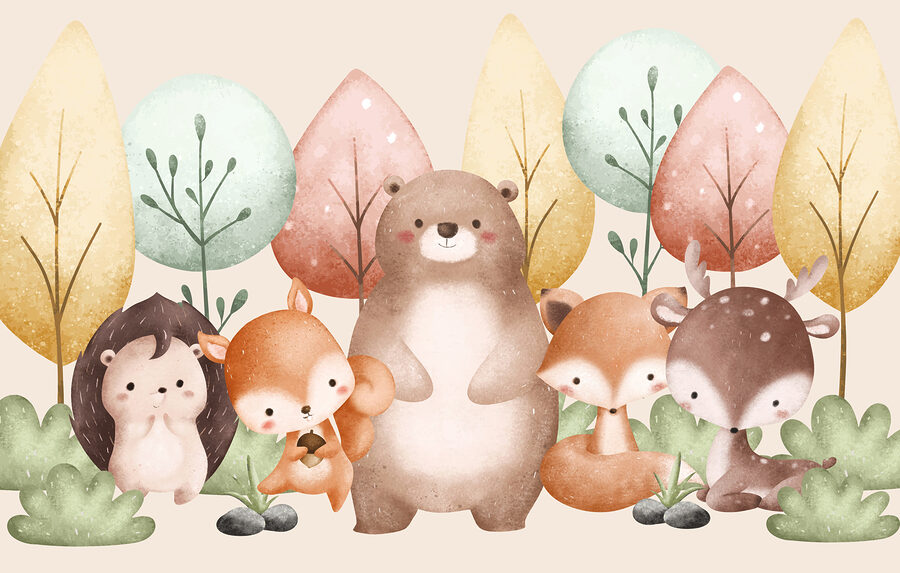 Grupo de animais no bosque