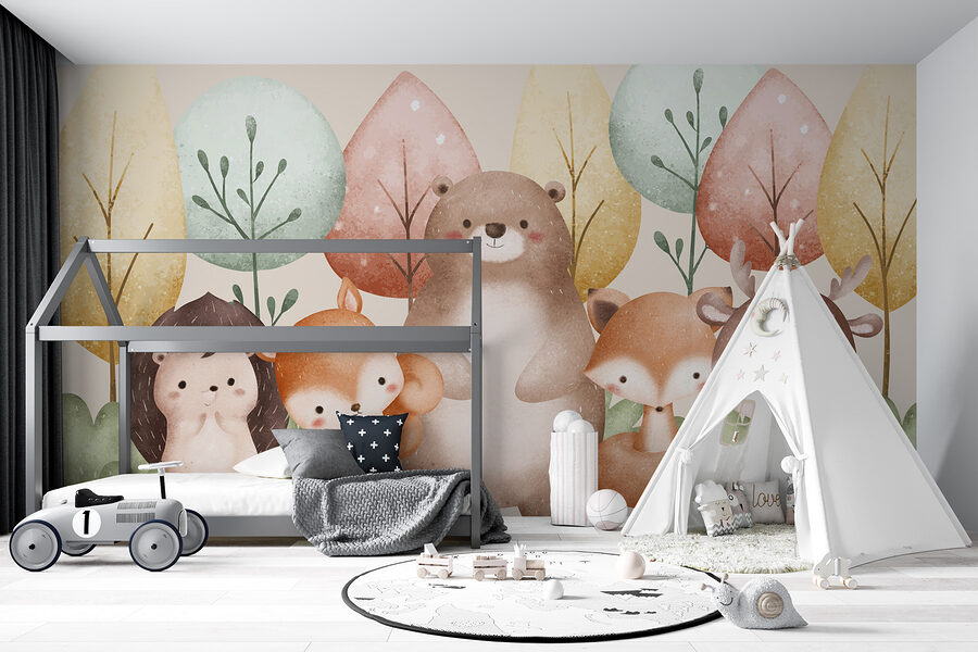 Grupo de animais no bosque
