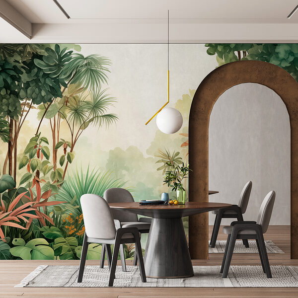 Pintura a aguarela de uma floresta Pintura a aguarela de uma floresta