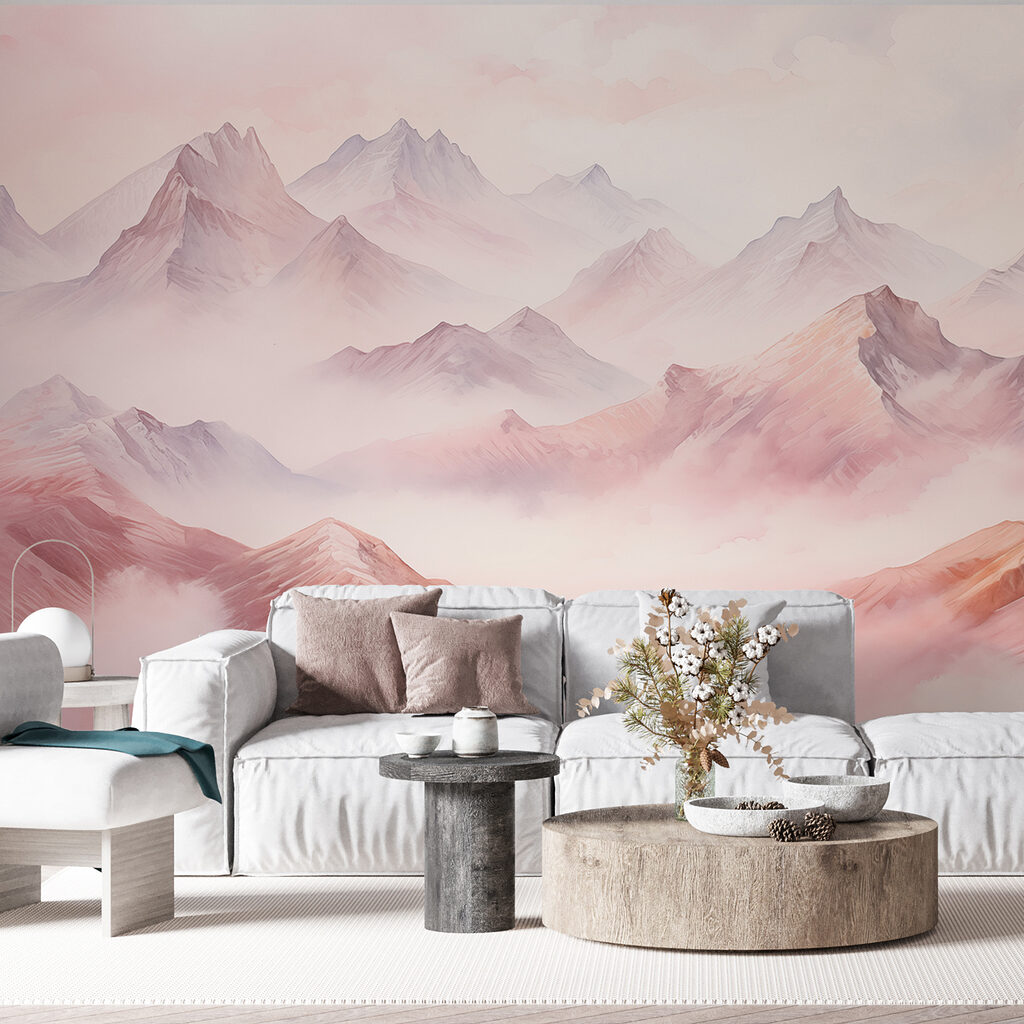 Painting of mountains and clouds