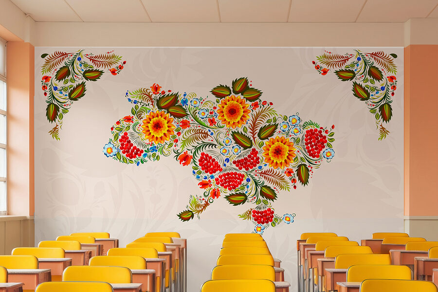 Papel de parede Mapa da Ucrânia com flores - Image 4