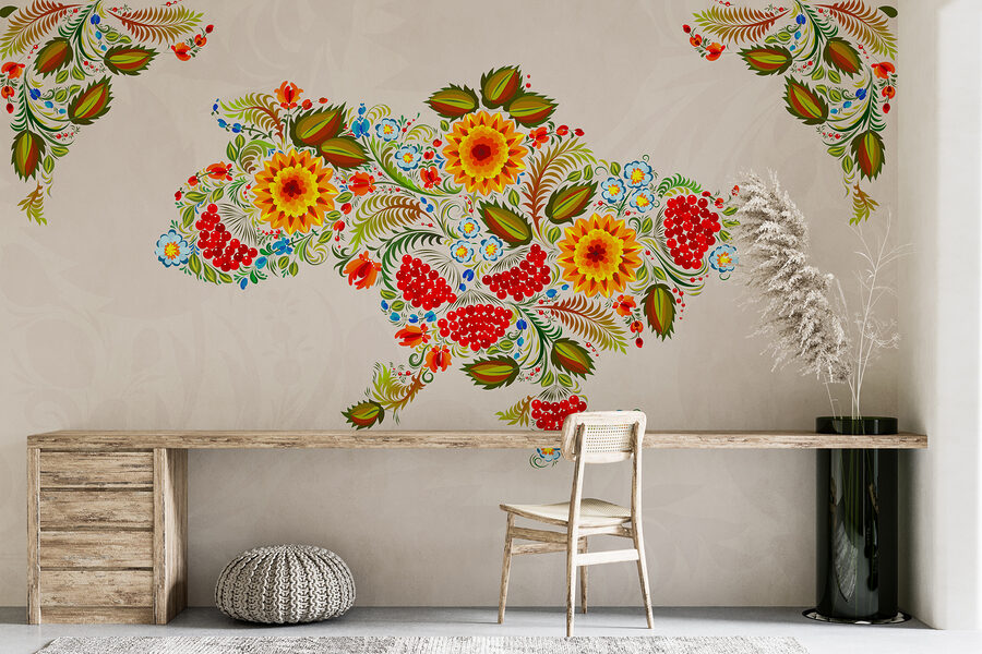 Papel de parede Mapa da Ucrânia com flores - Image 5