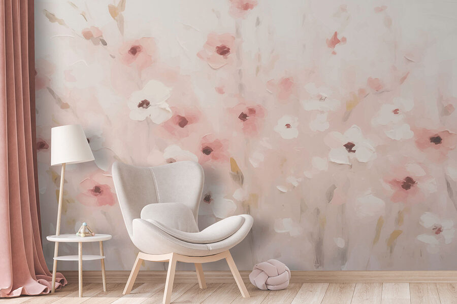 Pintura de flores sobre um fundo branco Pintura de flores sobre um fundo branco