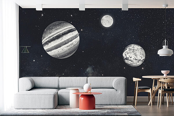 Planetas no espaço com estrelas Planetas no espaço com estrelas