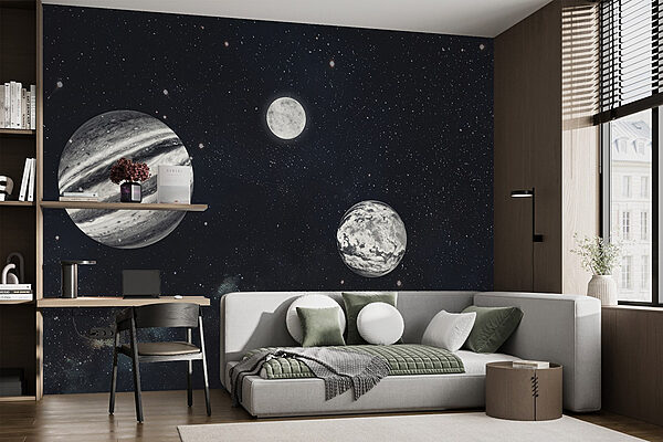 Planetas no espaço com estrelas Planetas no espaço com estrelas
