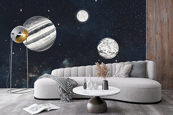 Planetas no espaço com estrelas Planetas no espaço com estrelas