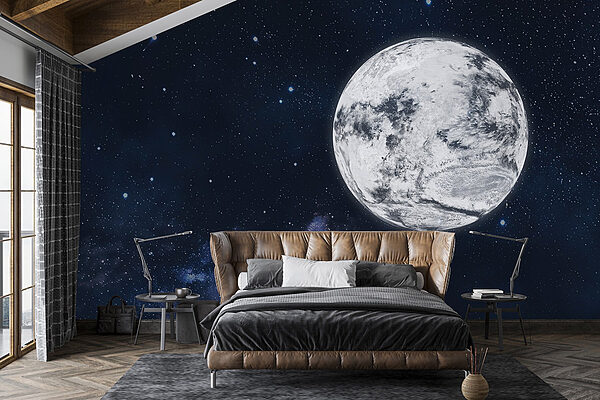 Moon in space with stars Moon in space with stars