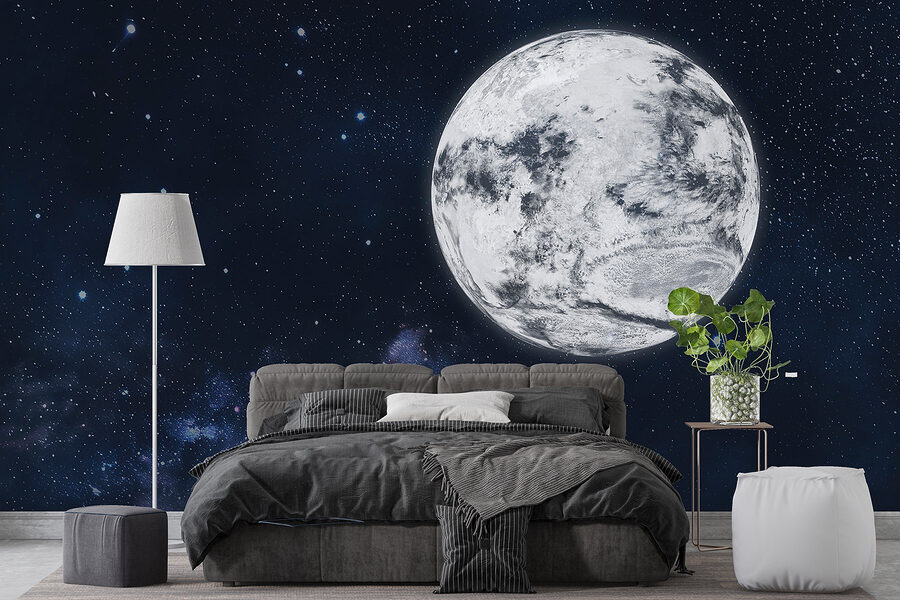 Papel de parede Lua no espaço com estrelas - Image 2