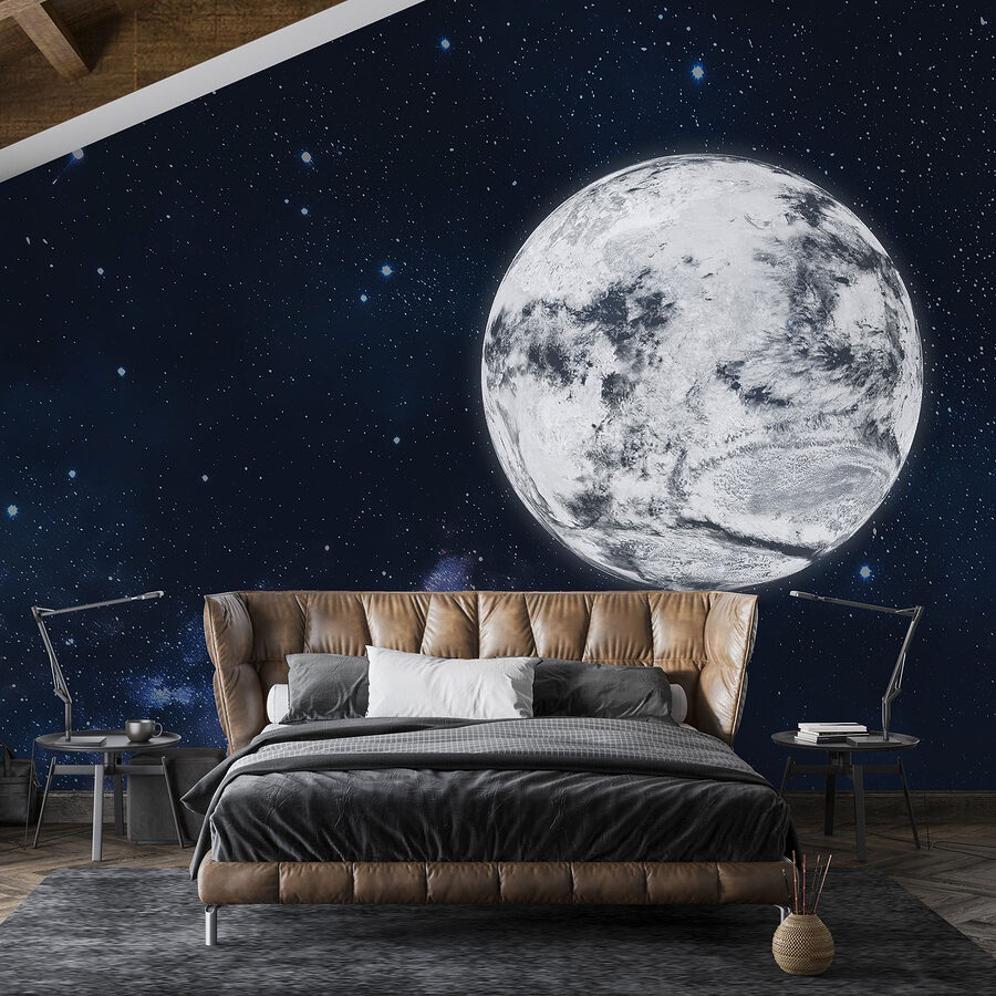 Papel de parede Lua no espaço com estrelas - Image 3