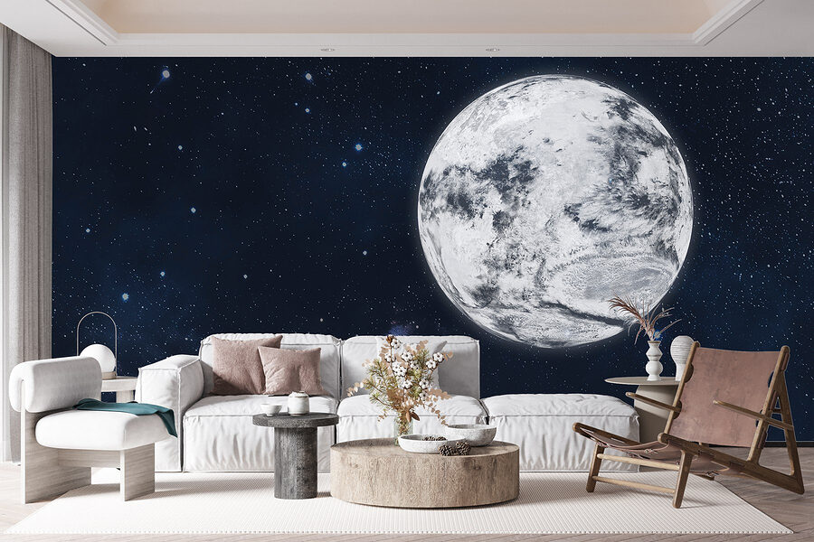 Papel de parede Lua no espaço com estrelas - Image 4