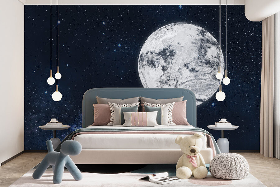 Papel de parede Lua no espaço com estrelas - Image 5