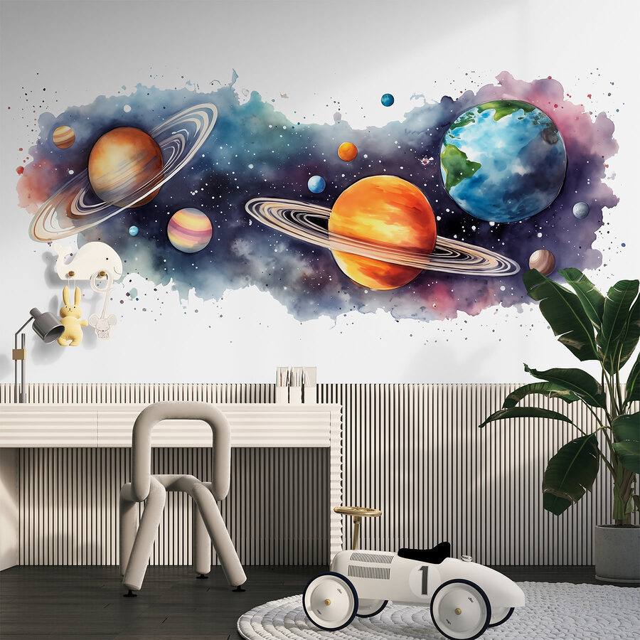 Planetas e estrelas no espaço