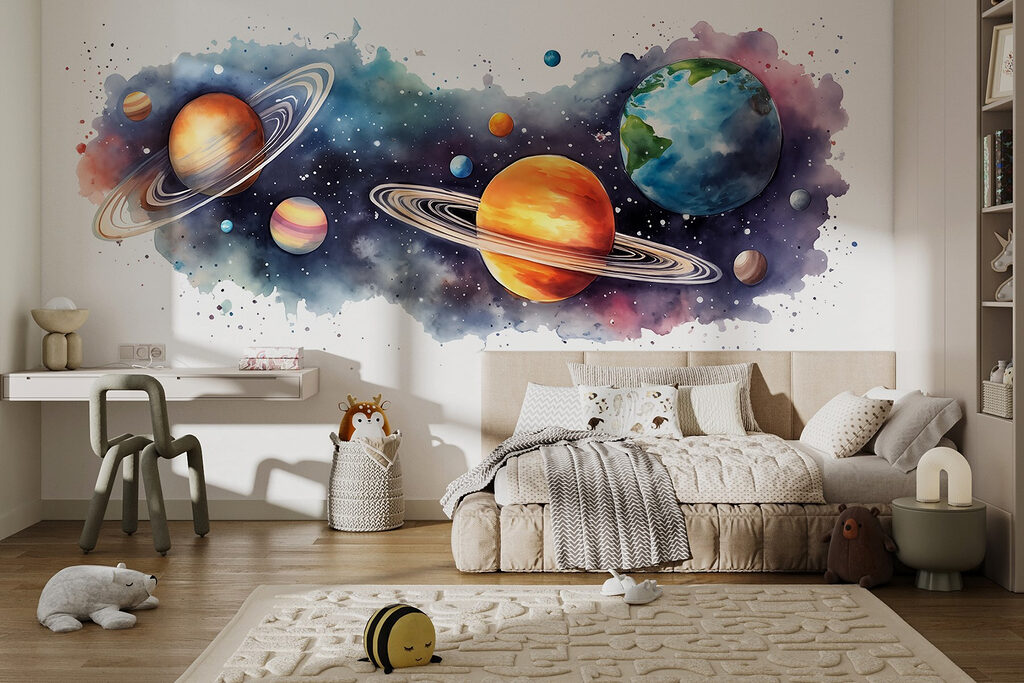 Planets and stars in space Planets and stars in space