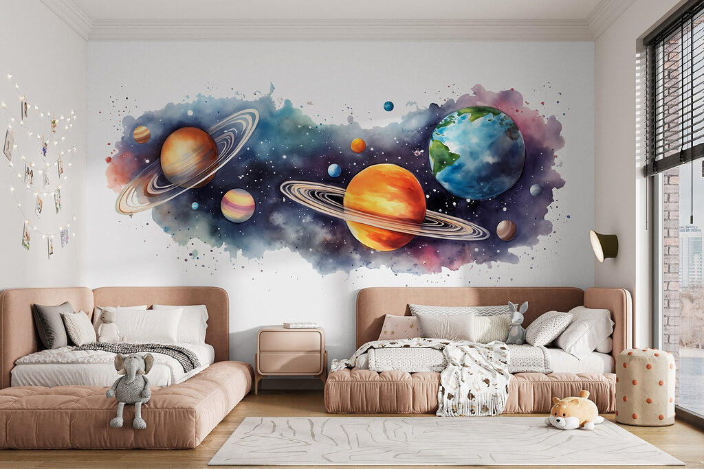 Planets and stars in space Planets and stars in space