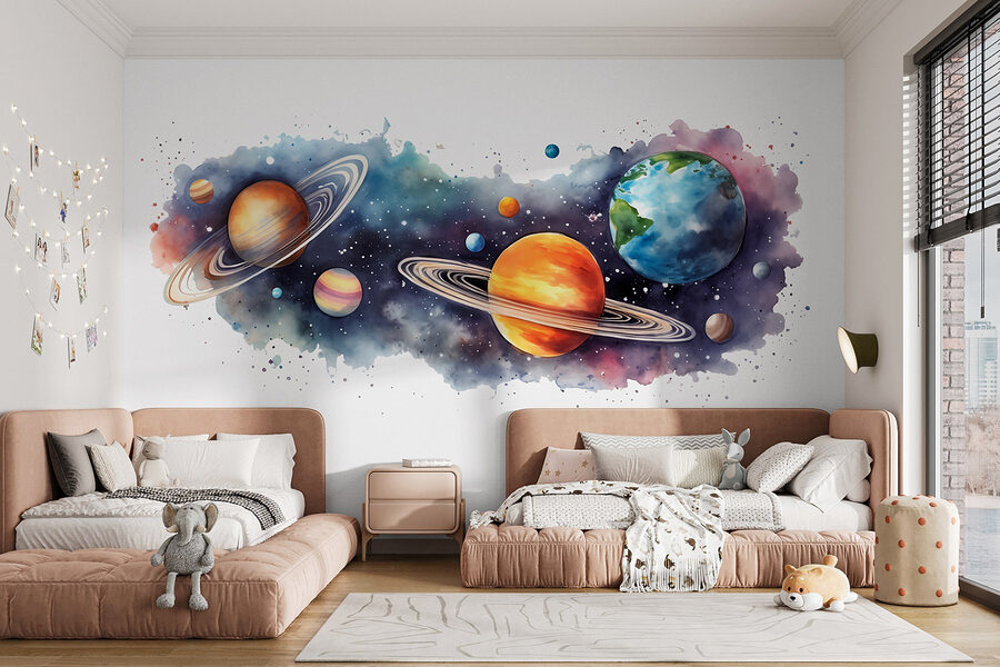 Planetas e estrelas no espaço