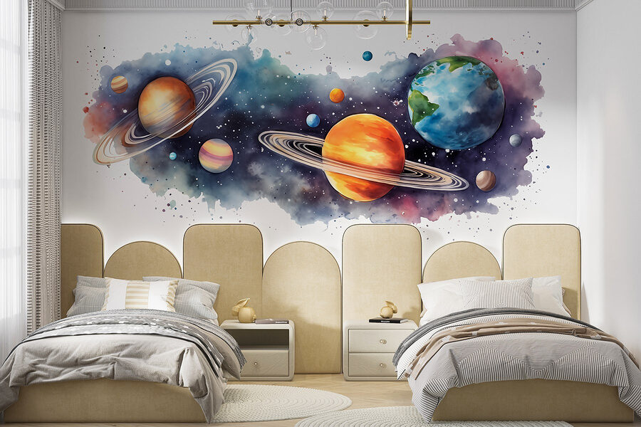 Planetas e estrelas no espaço