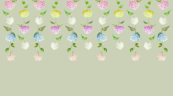 Fileira de flores com folhas verdes Fileira de flores com folhas verdes