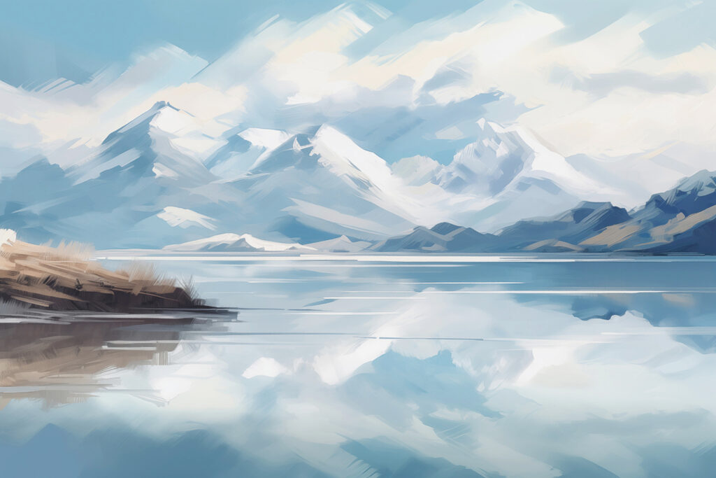 Lago com montanhas ao fundo Lago com montanhas ao fundo