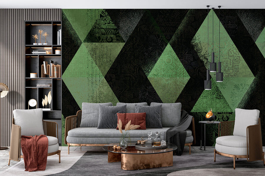 Padrão de diamante preto e verde