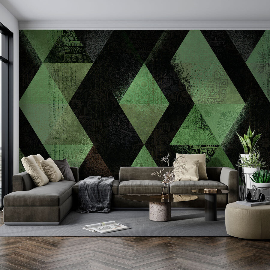Padrão de diamante preto e verde