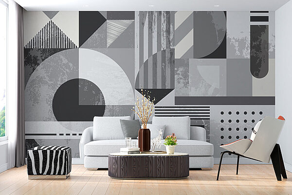 Padrão geométrico cinzento e branco Padrão geométrico cinzento e branco