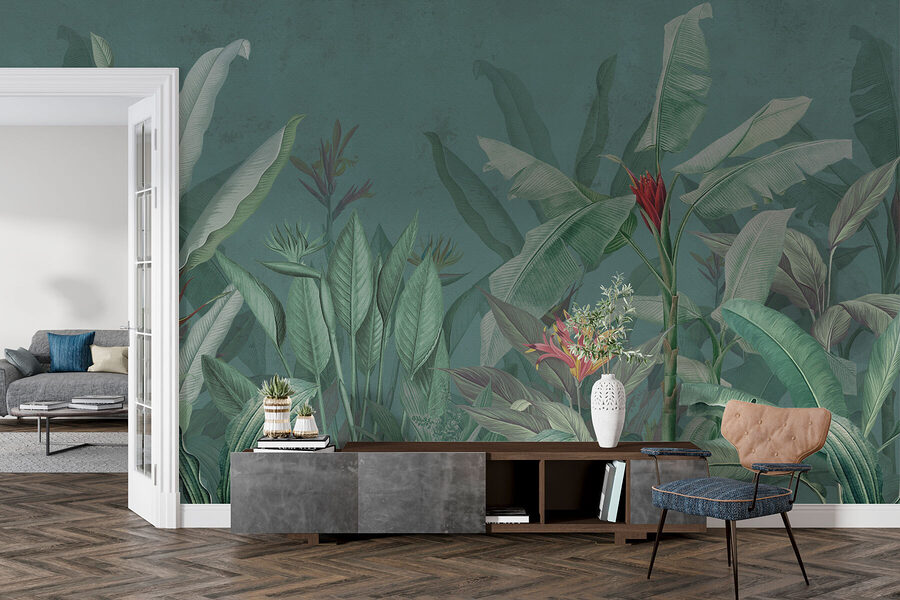 Papel de parede com plantas e flores