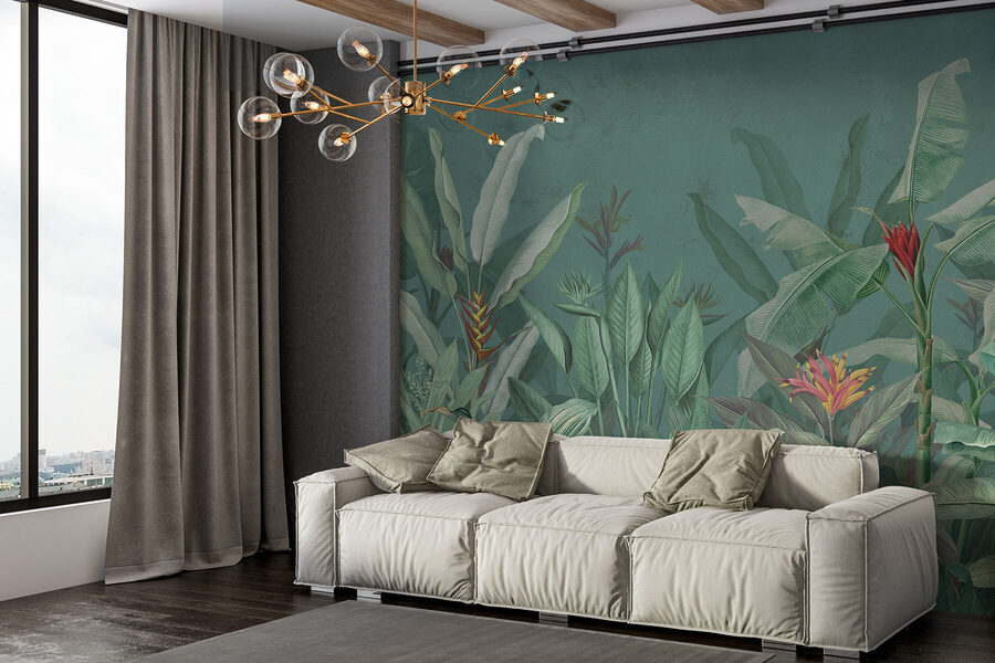 Papel de parede com plantas e flores