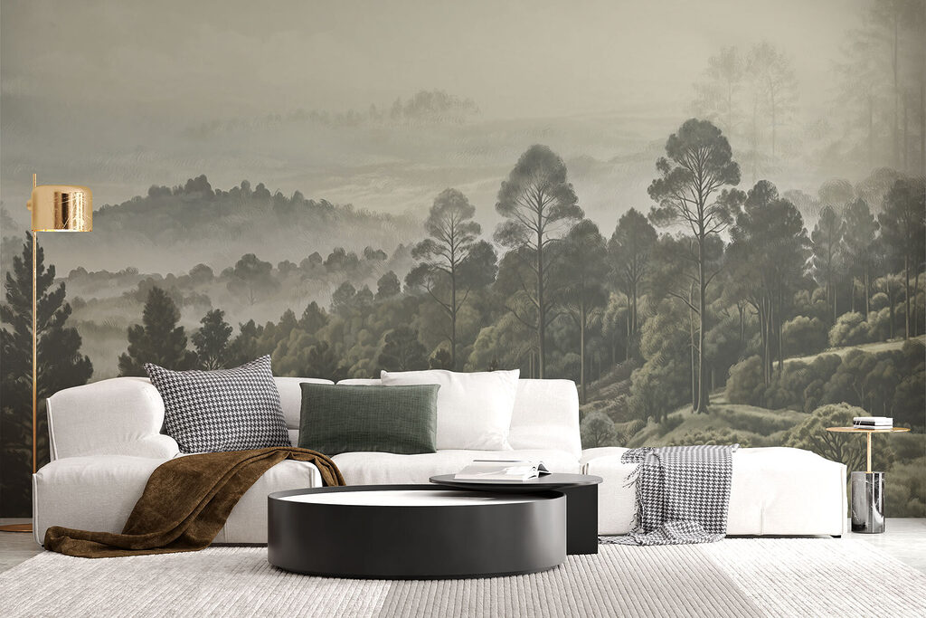 Landscape of trees and fog Landscape of trees and fog