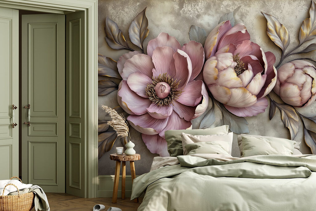 Group of flowers with leaves Group of flowers with leaves