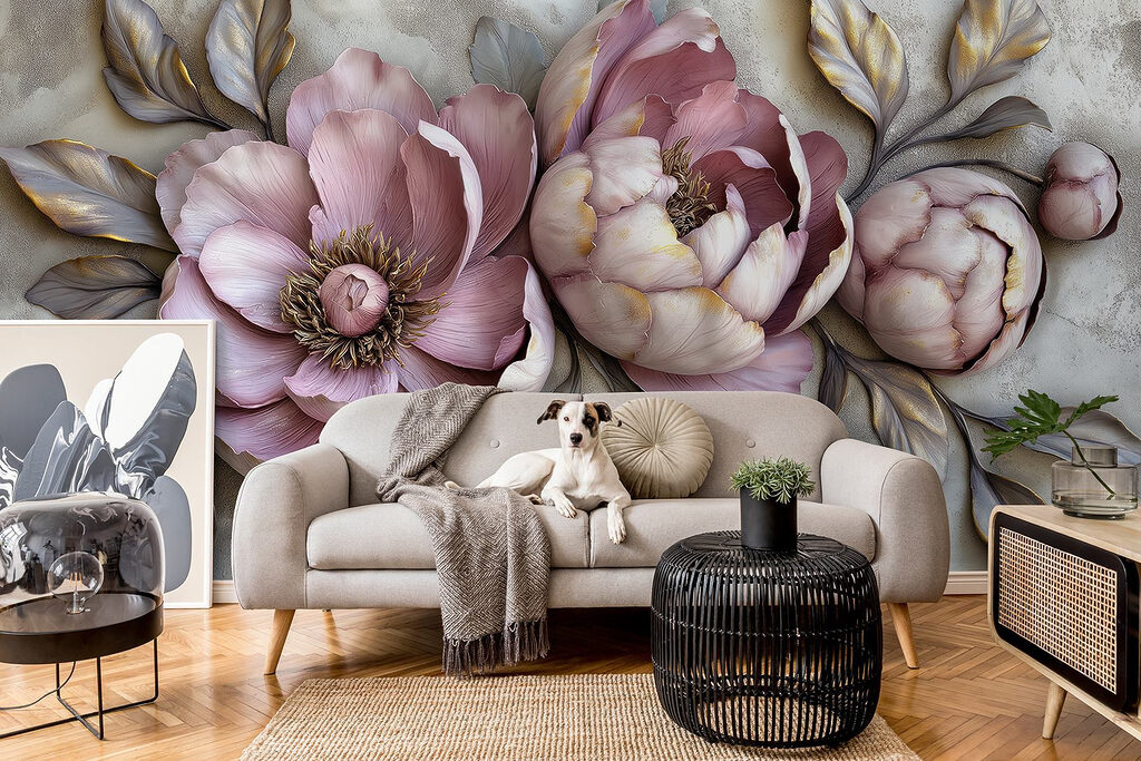 Group of flowers with leaves Group of flowers with leaves