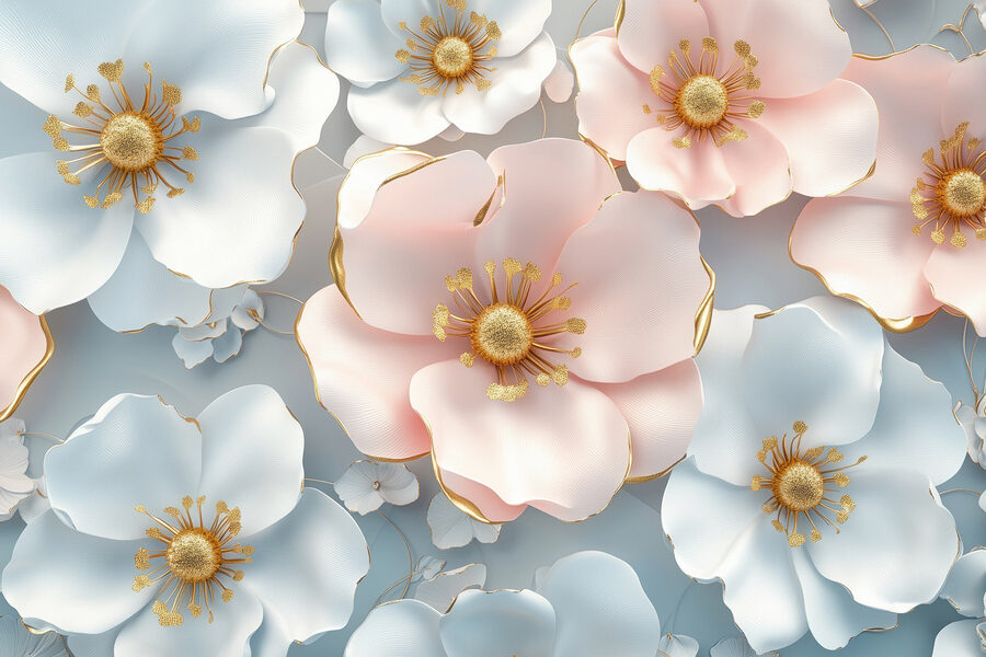 Grupo de flores brancas e cor-de-rosa