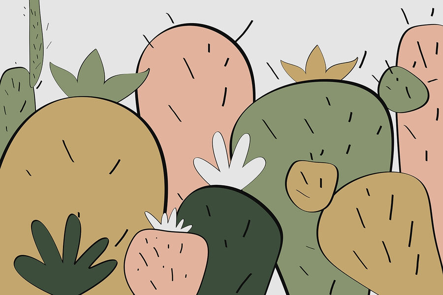 Grupo de cactos com formas diferentes Grupo de cactos com formas diferentes