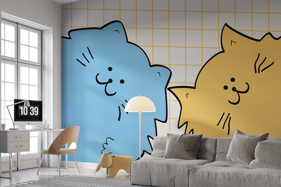 Gato azul e amarelo