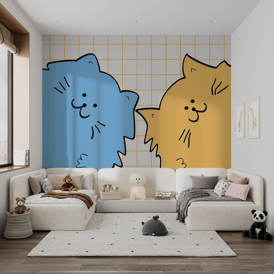 Gato azul e amarelo