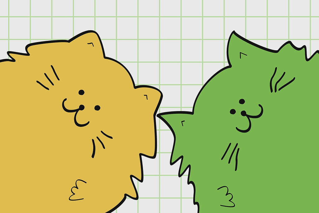 Gato amarelo e verde Gato amarelo e verde