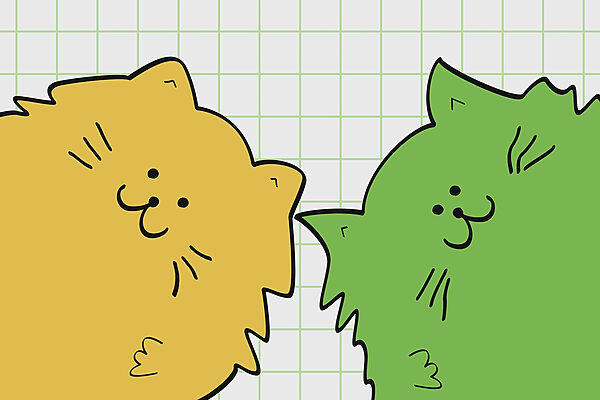 Gato amarelo e verde Gato amarelo e verde