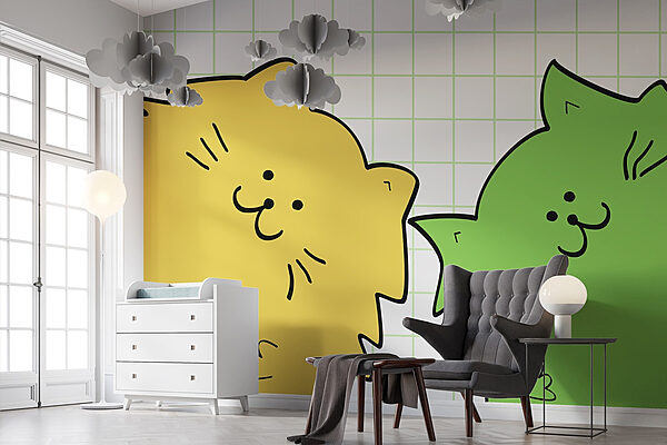 Gato amarelo e verde Gato amarelo e verde