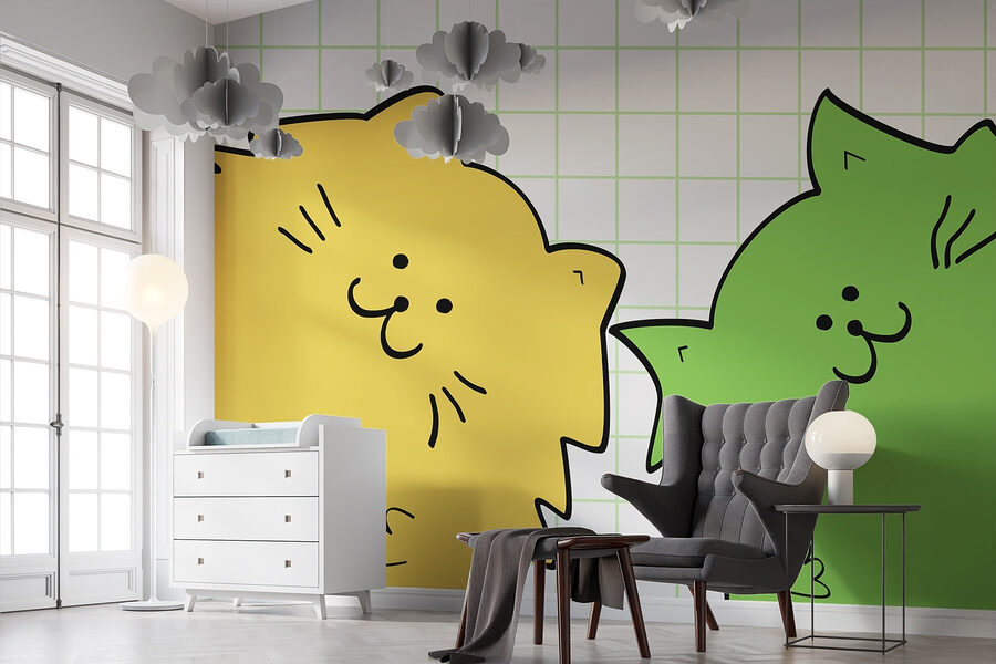 Gato amarelo e verde