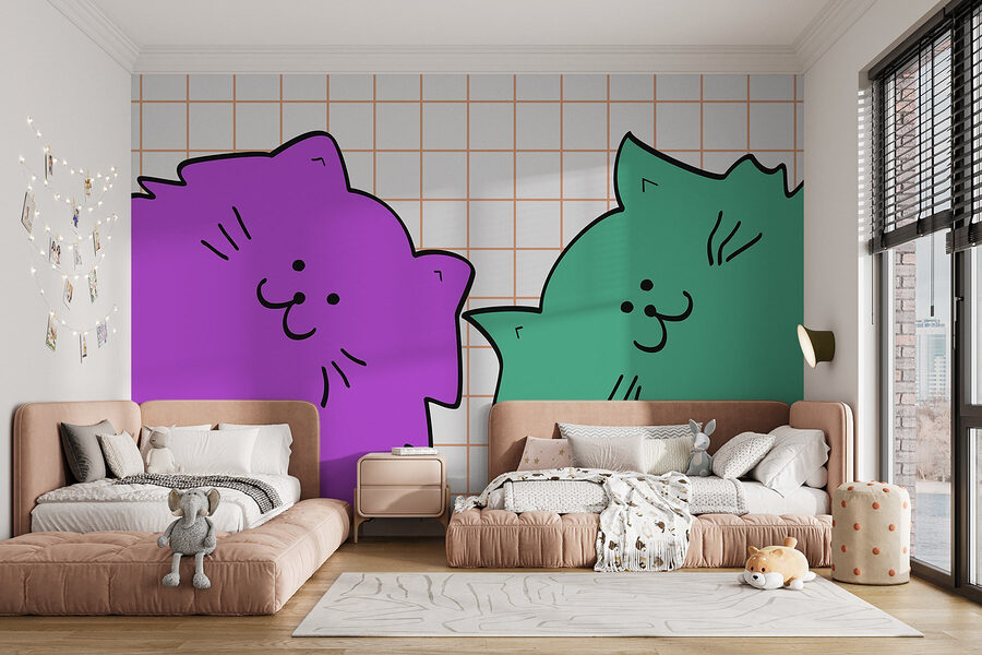 Gato roxo e verde