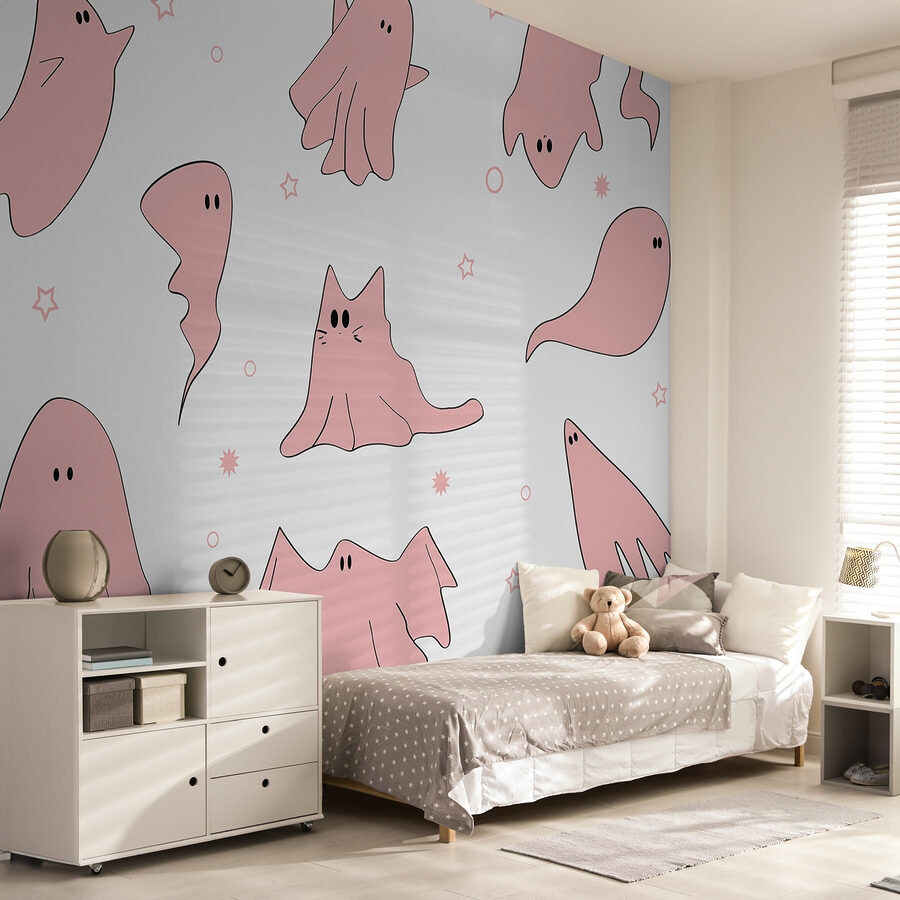 Conjunto de fantasmas cor-de-rosa