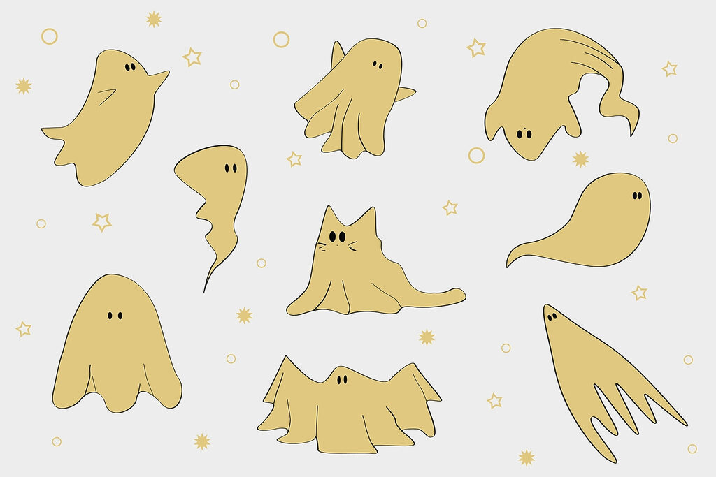 Conjunto de fantasmas de desenhos animados Conjunto de fantasmas de desenhos animados