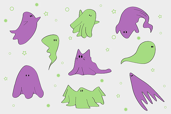 Conjunto de fantasmas de desenhos animados Conjunto de fantasmas de desenhos animados