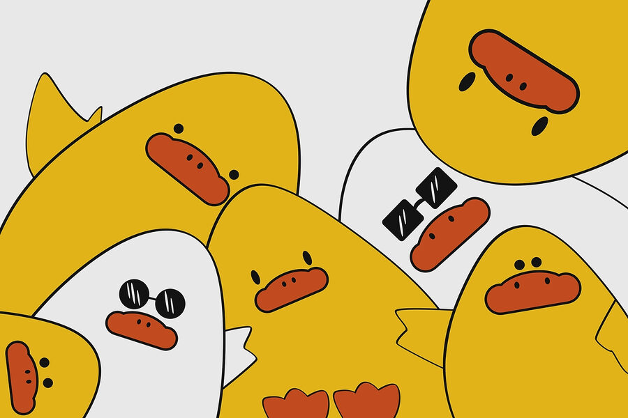 Grupo de patos amarelos