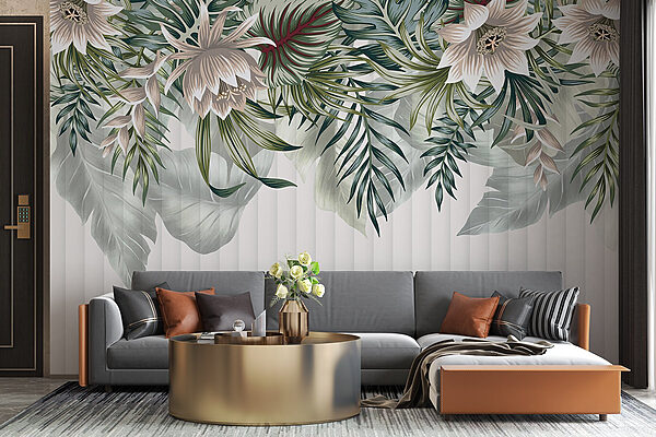 Grande plano de flores e folhas Grande plano de flores e folhas