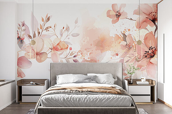 Pintura de flores e folhas Pintura de flores e folhas