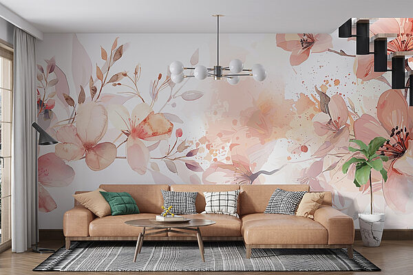Pintura de flores e folhas Pintura de flores e folhas